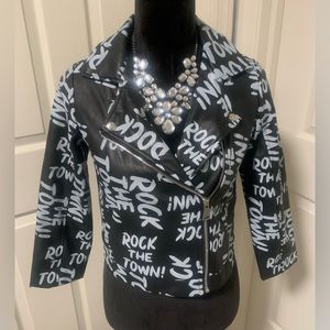 Disney D’Signed Descendants Faux Leather Moto Jacket size Large